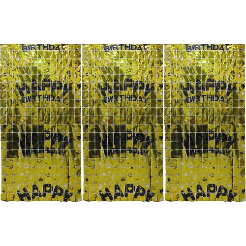 Фотозона-шторка із фольги "Квадрат-Happy Birthday" 1*2м 2.0мкр., золото