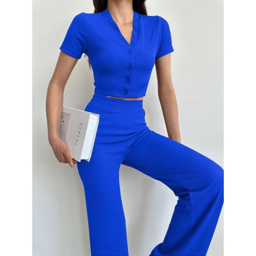 Костюм (штаны + укороченная кофточка), рубчик