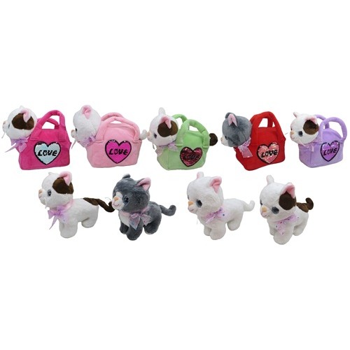 Іграшка м'яка музична "Кішечка в сумочці" 20см