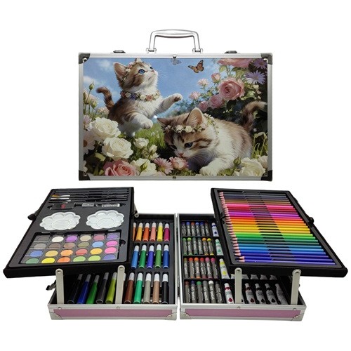 Набір художника для творчості 145 предметів "Кошенята" в алюм.валізі 34*23*9см
