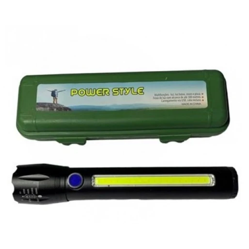 Ручной аккумуляторный фонарик с боковым диодом 12см Power style MX-829-COB