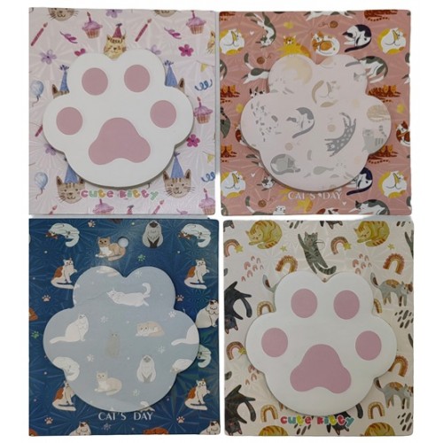 Бумага для заметок, стикер-блок фигурная "Лапка" 40 листов