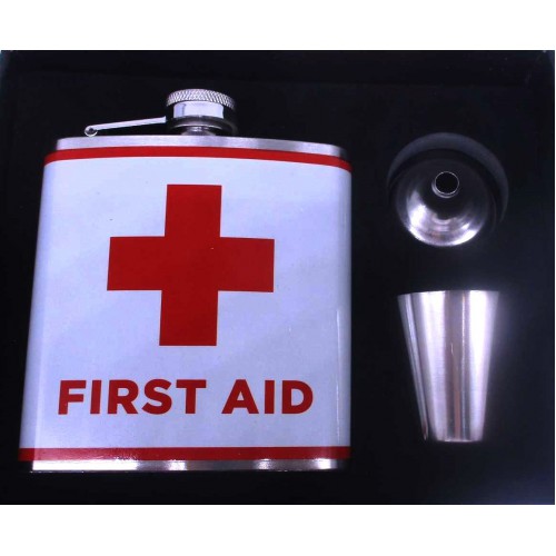 Набор First aid: Фляга нерж.сталь 180мл+рюмка+лейка
