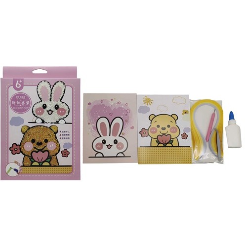 Набір кольорового паперу для квілінгу 5мм*390мм "Ведмедик, зайчик" з инстр.,клей ,у кор.