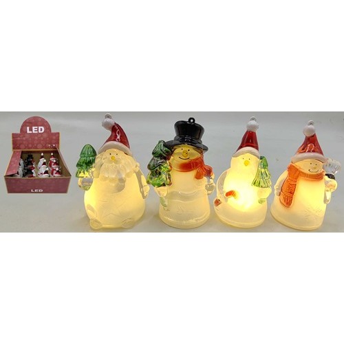 Сувенір новорічний світящ. LED "Санта, Сніговик" 10см