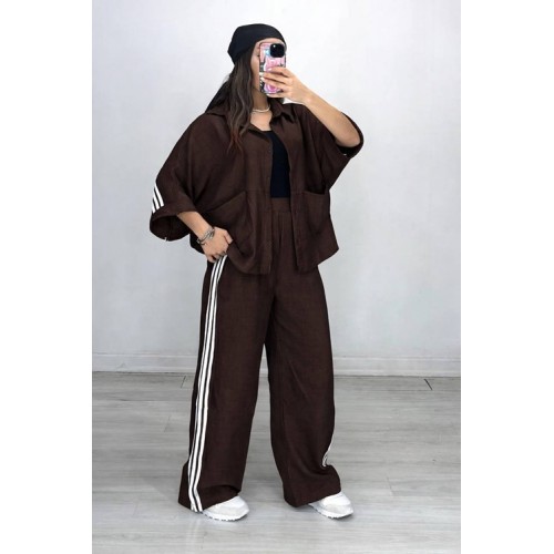 Костюм OVERSIZE (рубашка + брюки) БАТАЛ, жатый лен