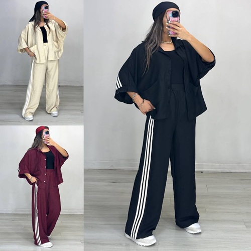 Костюм OVERSIZE (рубашка + брюки) р.42-48, жатый лен