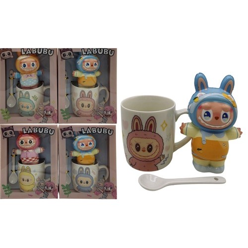 Чашка керамічна 300мл "Іграшка-сквіш Монстрик" з ложкою в подар.уп.