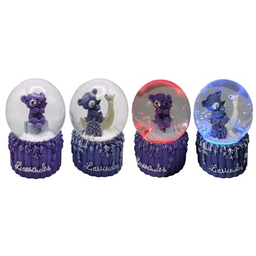 Сувенір "Куля снігова 65мм - Лавандовий ведмедик"
