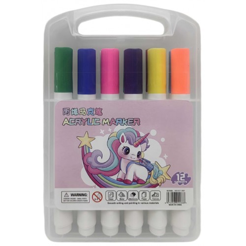 Маркер акриловий 12кольорів "Єдиноріг" 12,5см