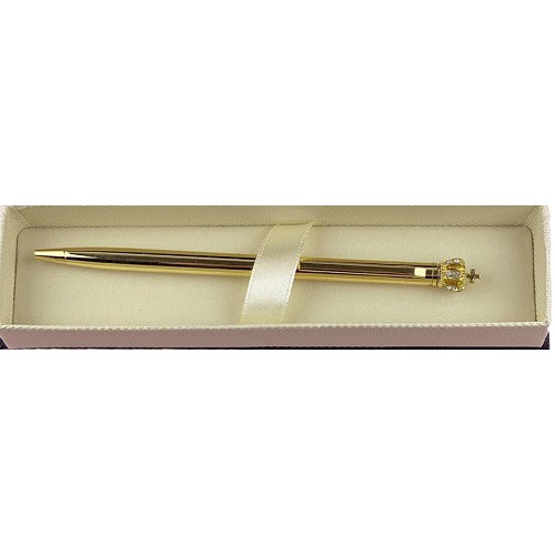 Набор подарочный Sonata 1 ручка шариковый металл. "Корона со стразами", золотая в коробке