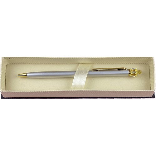 Набор подарочный Sonata 1 ручка шариковый металл. "Корона со стразами", серебряная в коробке