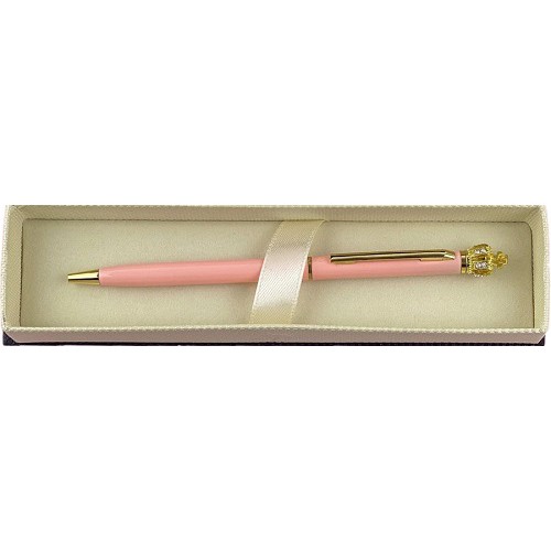 Набор подарочный Sonata 1 ручка шариковый металл. "Корона со стразами", розовая в коробке