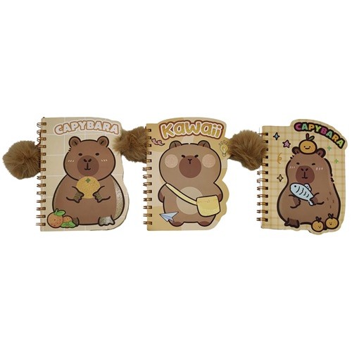 Блокнот на спіралі А5 "Капібара" 18*13см, 80арк.фігурний з хутряним брелоком 