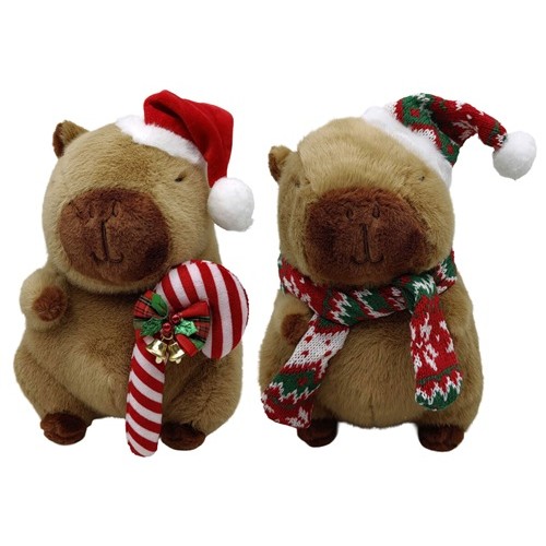 Іграшка м'яка "Капібара новорічна в ковпачку" 22см