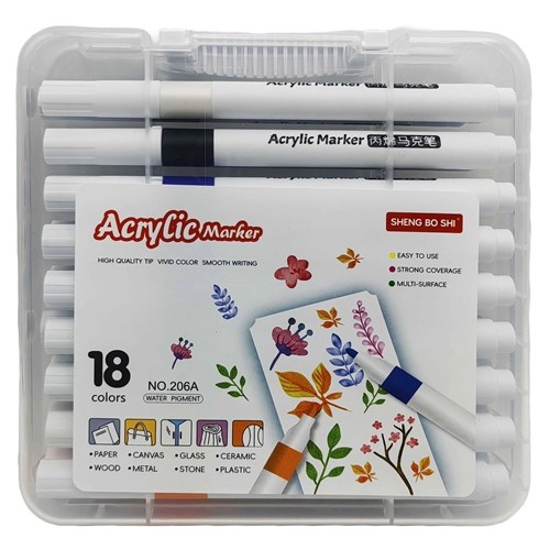 Маркер акриловий 18кол. 13,5см у пласт.кор.