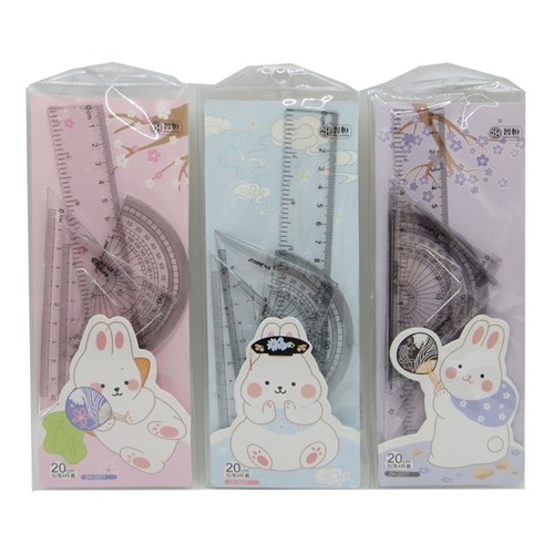 Набор линеек 4 предмета "Зайка" (линейка-20см, треуголь-к-2шт., трансп-р) в конв.ПВХ