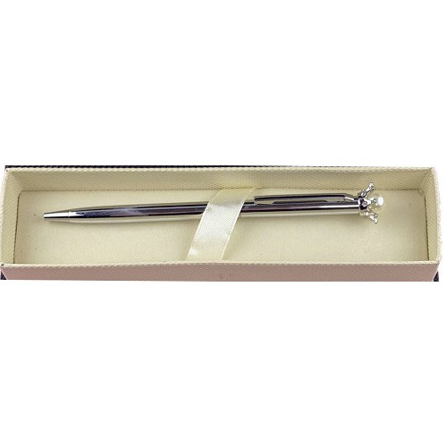 Набор подарочный Sonata 1 ручка шариковый металл. "Корона с жемчугом", серебряная в коробке