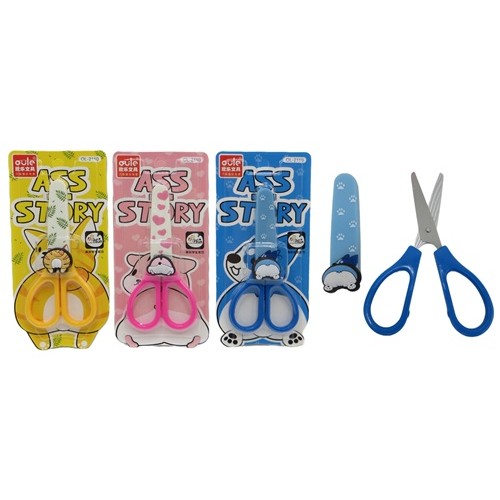 Ножиці дитячі "Кіт" 13см у пластиковому чохлі