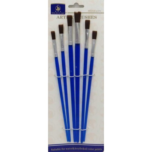 Набір пензликів для малювання - синтетика 6 штук, плоскі №1-6