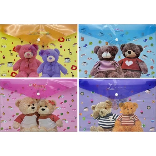 Папка-конверт на кнопці А4+ 18мкм "Ведмедики" 23,5*33см