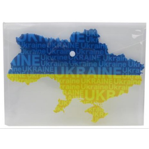 Папка-конверт на кнопке А4+ "Карта Украины" (23,5*33см) 18мкм