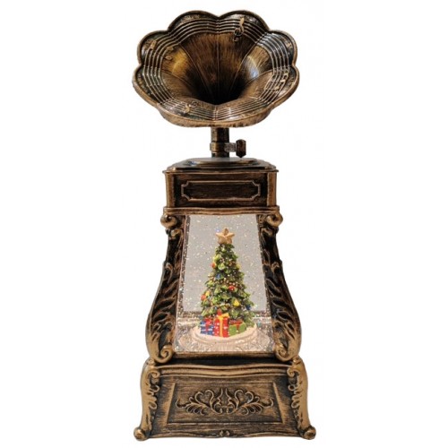 Сувенір декоративний новорічний світящ.музичний "Патефон" гель,блиск., 27*10,5см,USB