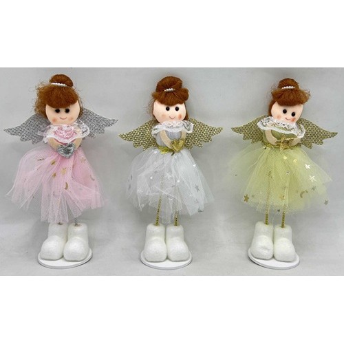 Іграшка декор новорічна "Янголятко стоїть" 18см