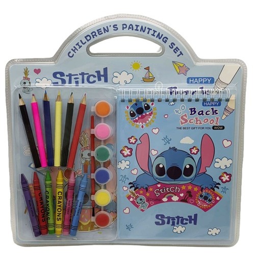 Набор для творчества: Раскраска «Стич» 6л., карандаши, краска 6цв., кисточка