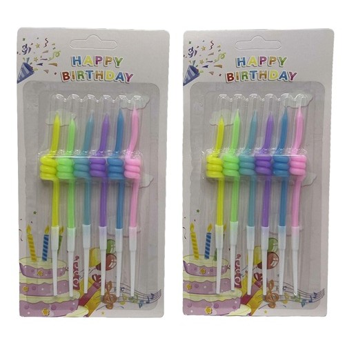 Свеча для торта "Макарун-волны" 6шт.*12см