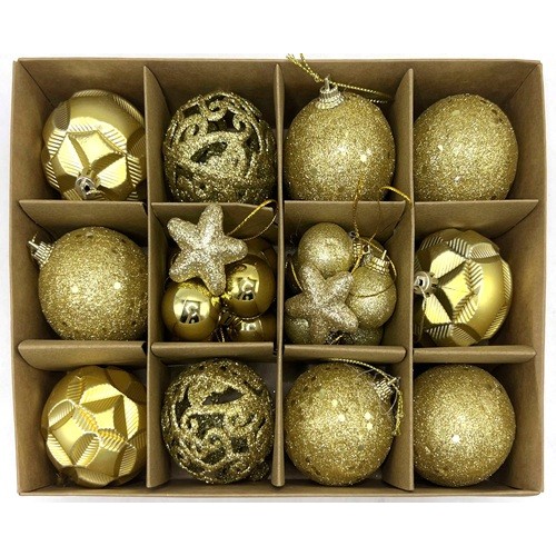 Набір іграшок на ялинку "Кулі золоті 24шт Ø3/6см" в коробці