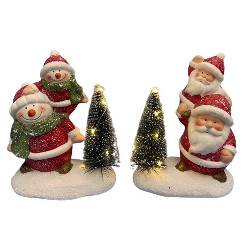 Сувенір світящ.LED "Два Санти, два сніговики" 16*12,5см