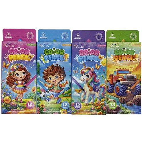 Олівець пластик.12кол. "Дівчинка/єдиноріг/машина/хлопчик"