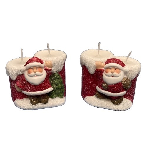 Свічка новорічна фігурна парафінова подвійна "Санта" 8*6*7,5см