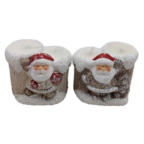 Свічка новорічна фігурна парафінова подвійна "Санта" 8*6*7,5см,срібло