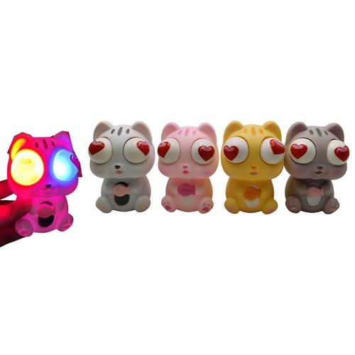 Іграшка-антистрес пучеглазик світящ.. "Котик-великі очі з серцем" 10см