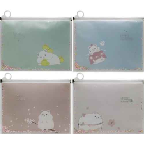 Папка для зошитів А4+ на змійці "Сипучі блискітки-Хом'ячок"33*24,5см (1шт)