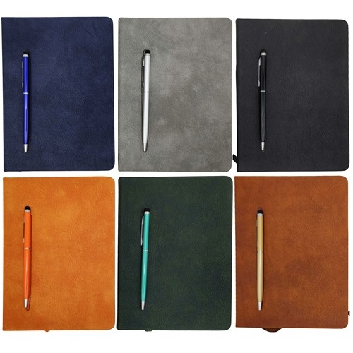 Блокнот із магнітом та ручка-стилус А5 100арк. шкір/зам 80г/м2, клітинка