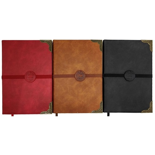 Блокнот А5 "Металевий куточок" 100арк., шкір/зам, зол.край 80г/м2, клітинка