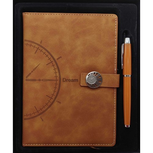 Блокнот шкір/зам на магніті А5 "Час" 96арк.+ручка роллер у подар.кор.
