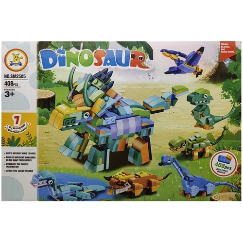 Конструктор 408 деталей "Динозавр - 6 в 1" 38*26*6см, 3+