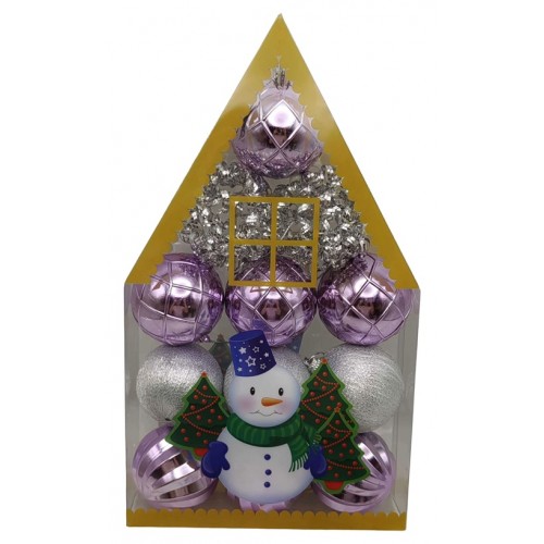 Набір іграшок на ялинку "Кулі фіолетово-сріблясті 12шт Ø6см"