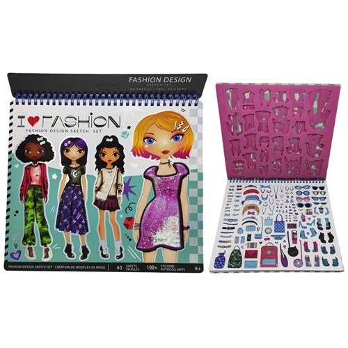 Набір для творчості "Модниця" 26,5*24см, 40арк.розмальовка,4арк.трафарети,1арк.наклейки,4арк.кольор.
