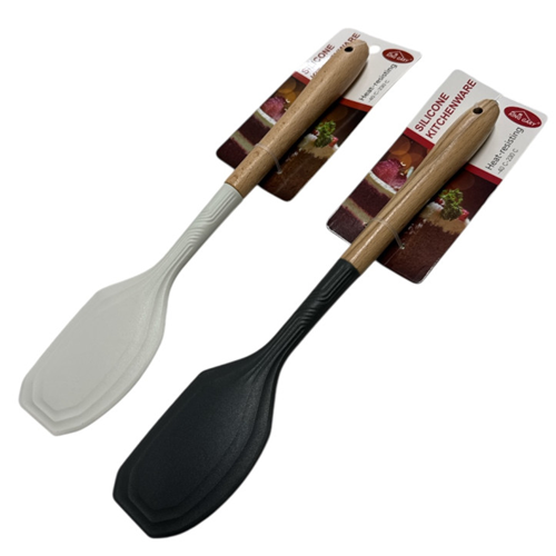 Силіконова кухонна лопатка з дерев'яною ручкою (термостійка) 32см