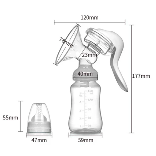 Ручний молоковідсмоктувач + пляшечка для годування і зберігання грудного молока