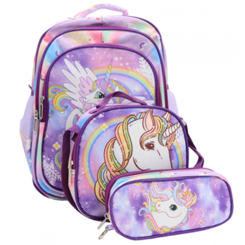 Дитячий шкільний рюкзак Єдиноріг, 43*20*31см, 3в1 (портфель + пенал + сумка)