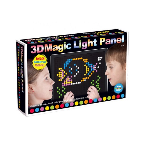 Оптическая мозаика с подсветкой 3D Magic Light Panel, 272 разноцветных фишек и планшета + трафареты