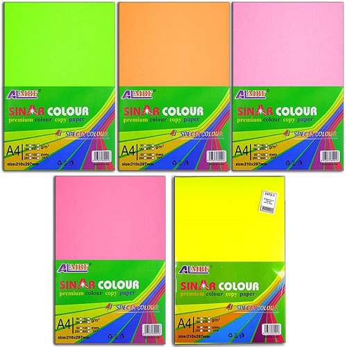 Цветная бумага НЕОН А4 100л одного цвета, 65г/м2