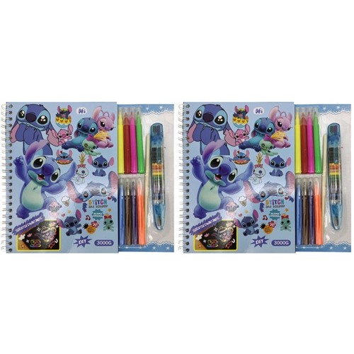 Набір для творчості  "Стіч"- 2чорн.арк.+3арк.розмальовка+5арк.біли+8кол.фломаст.+перест.воскові олівці 20*28см