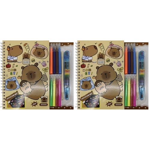 Набір для творчості "Капібара"-2чорн.арк.+3арк.розмальовка+5арк.біли+8кол.фломаст.+перест.воскові олівці  20*28см